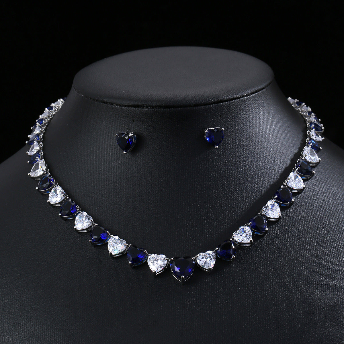 Zircon necklace and earring set