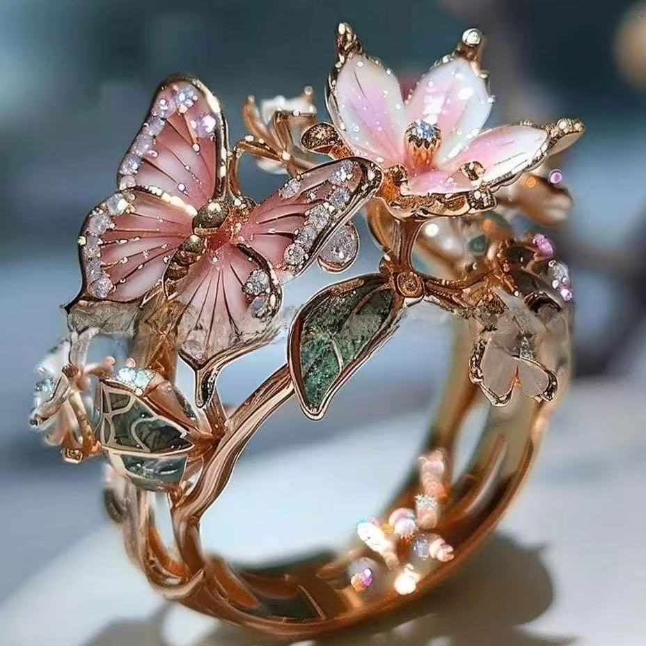 Colorful butterfly ring