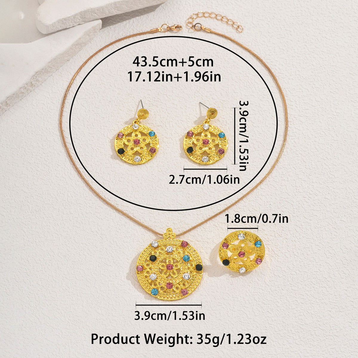 Geometric colored diamond set