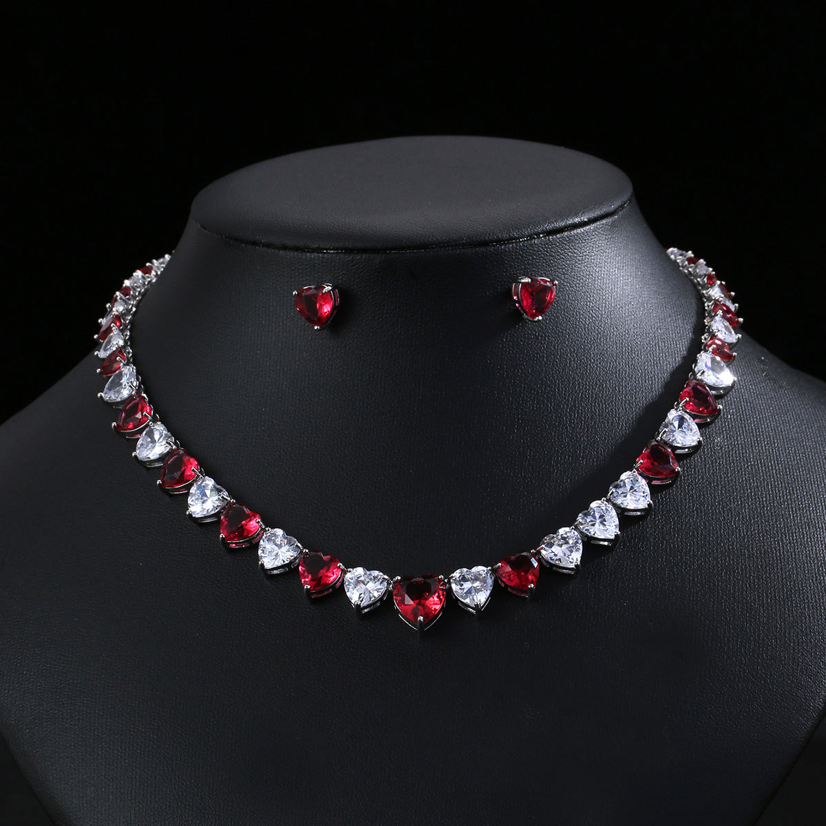 Zircon necklace and earring set