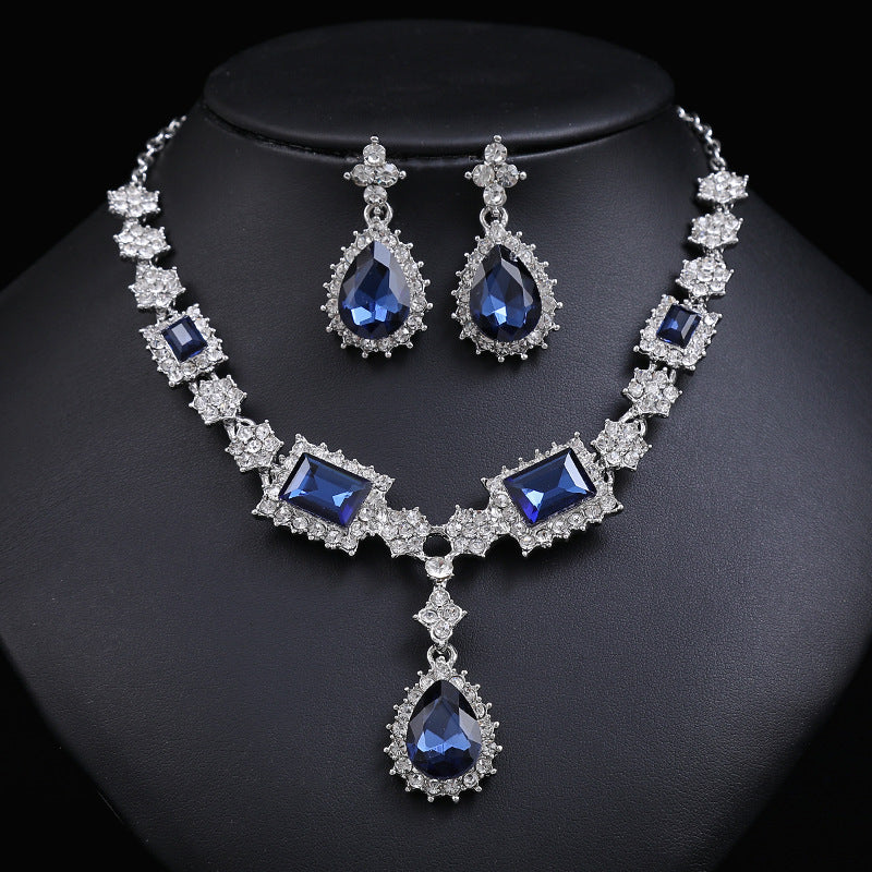 Artificial Gemstone Necklace and Earring Set