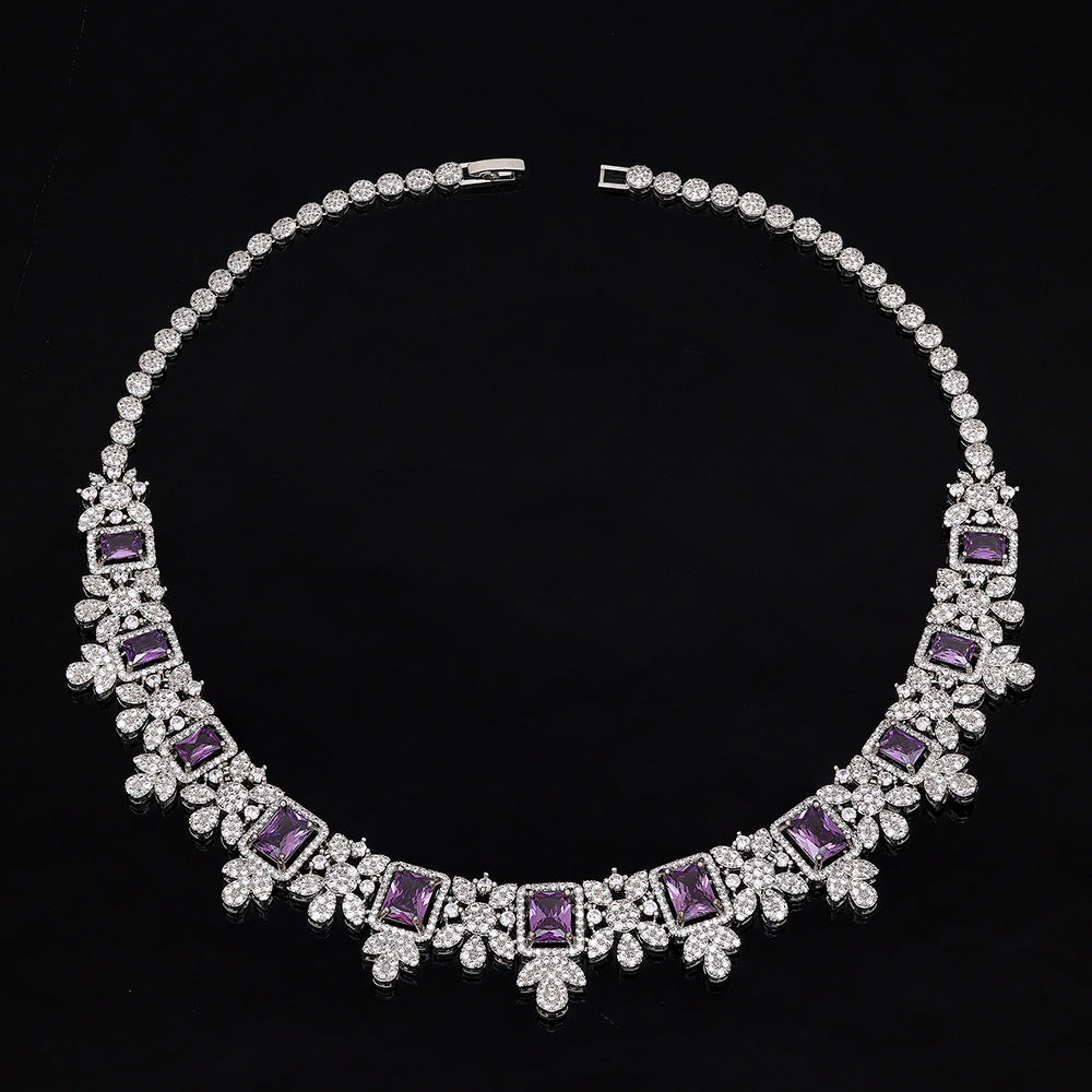 Purple zircon necklace set