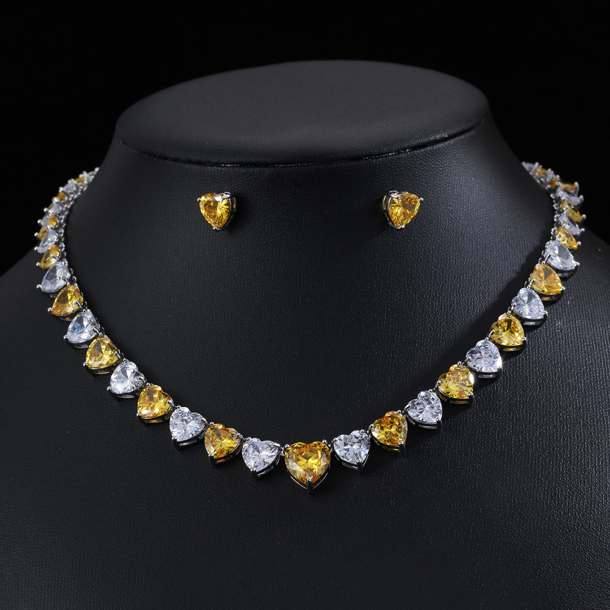 Zircon necklace and earring set