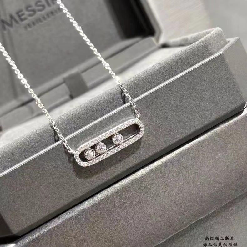 Messika women's necklace three diamond sliding full diamond design