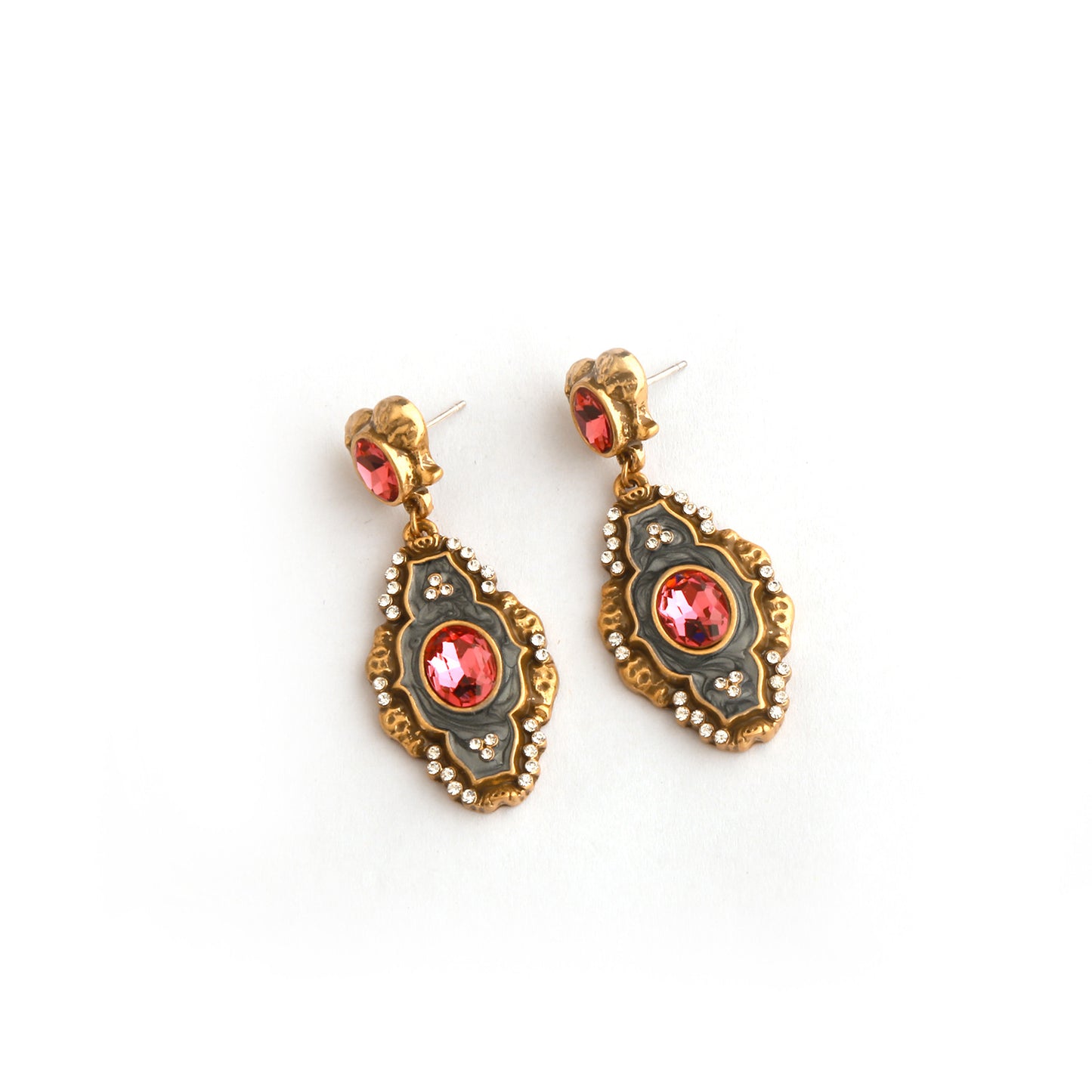 Vintage Rose Quartz Diamond Jewelry Set