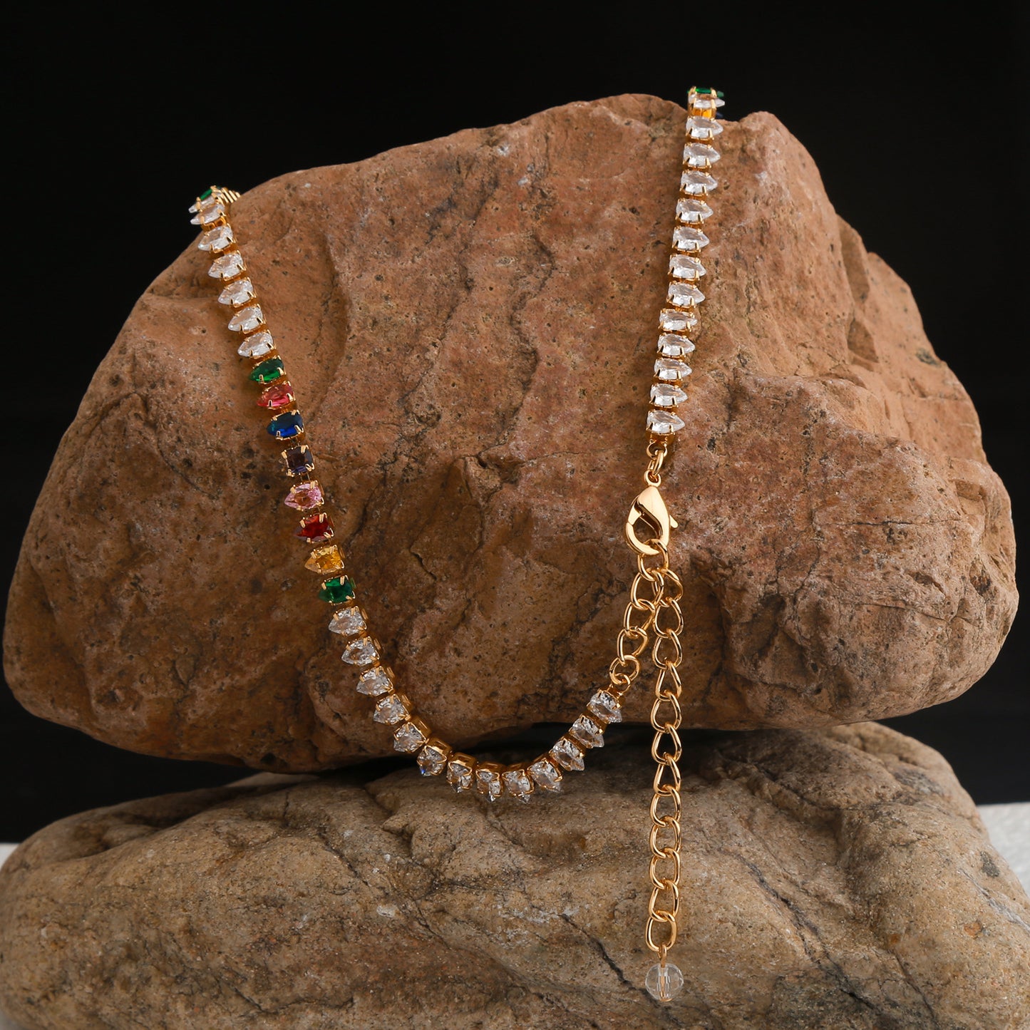 Colorful zircon women's clavicle necklace