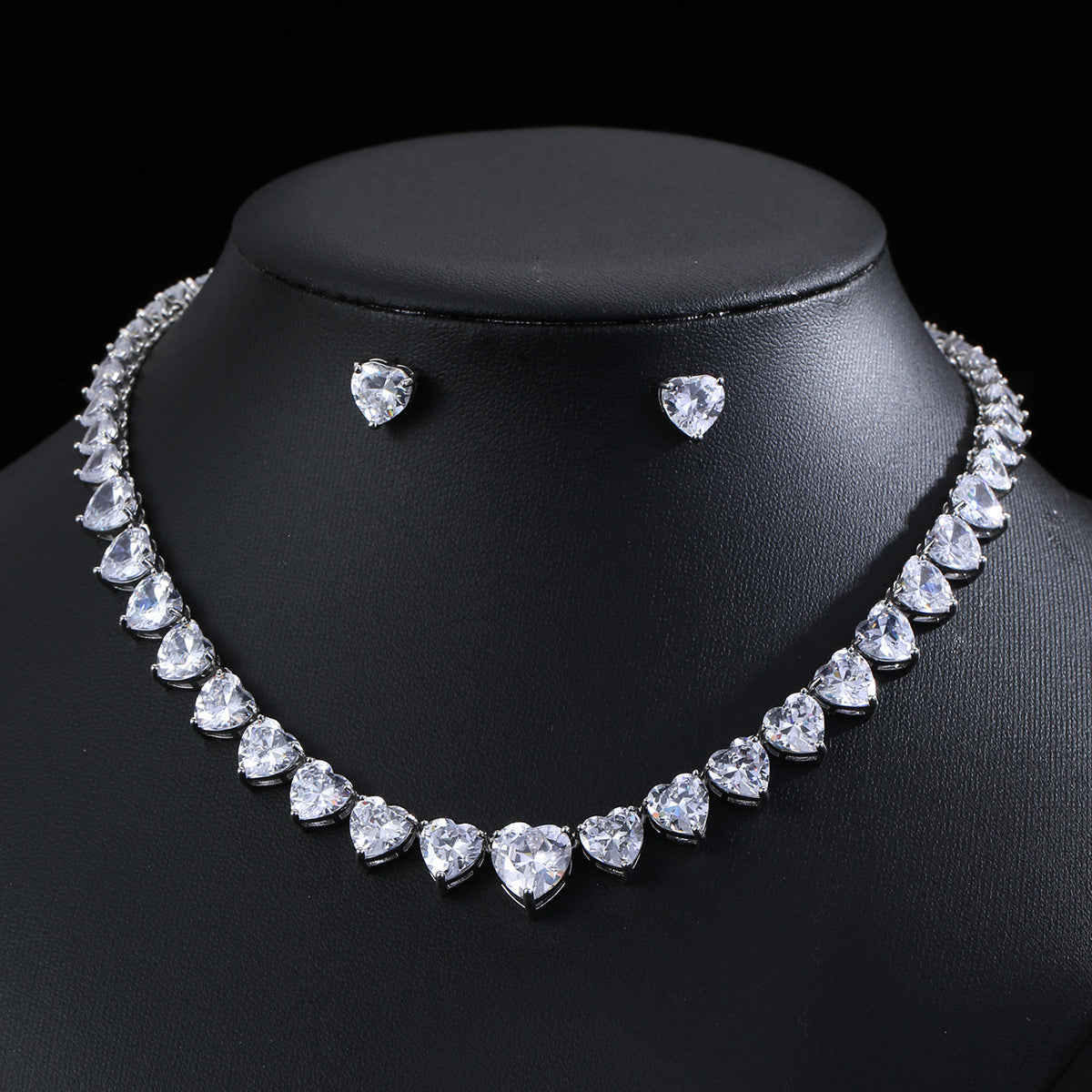 Zircon necklace and earring set