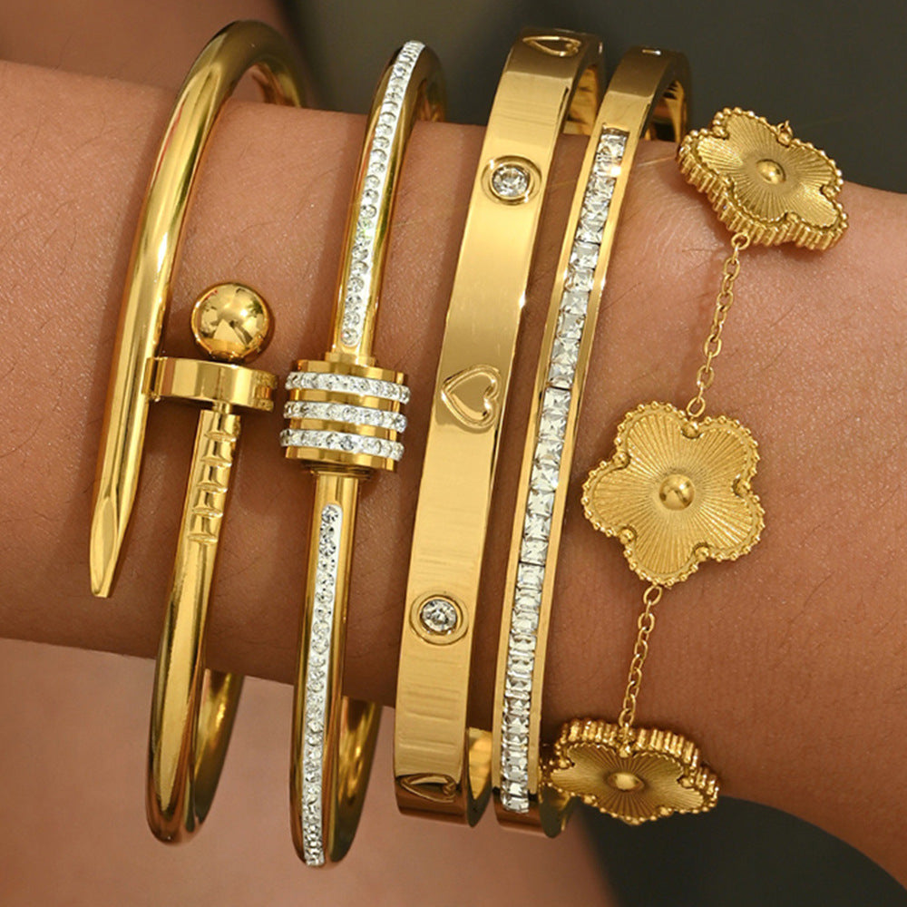 gold bangles titanium steel bracelet