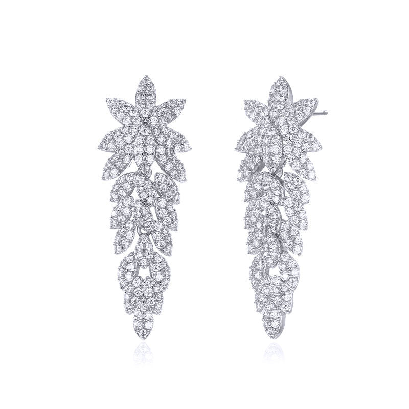 Silver jewelry earrings with zircon