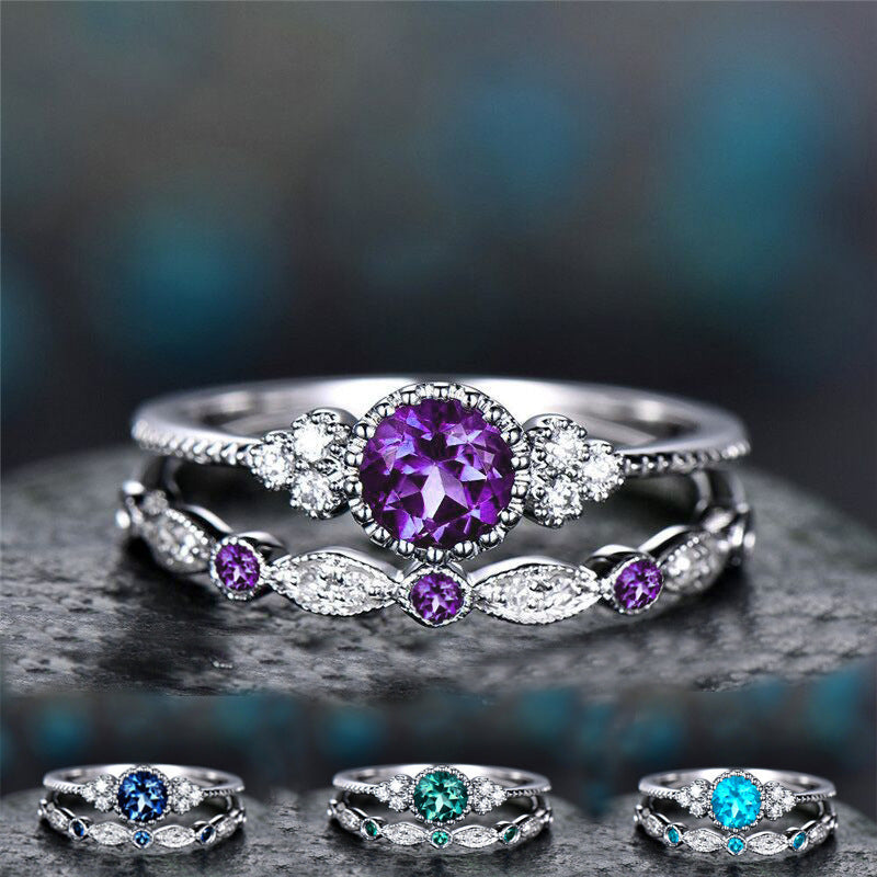 Two-piece micro-paved emerald ring jewelry