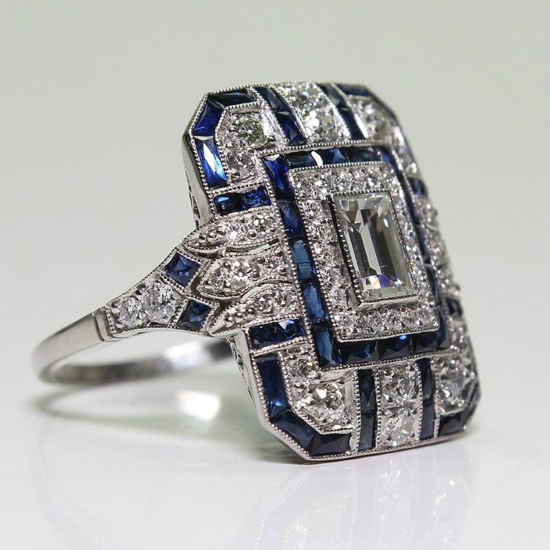 Sapphire and zircon ring