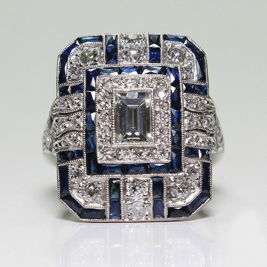 Sapphire and zircon ring