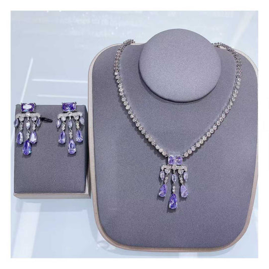 Temperament light luxury colored zircon set