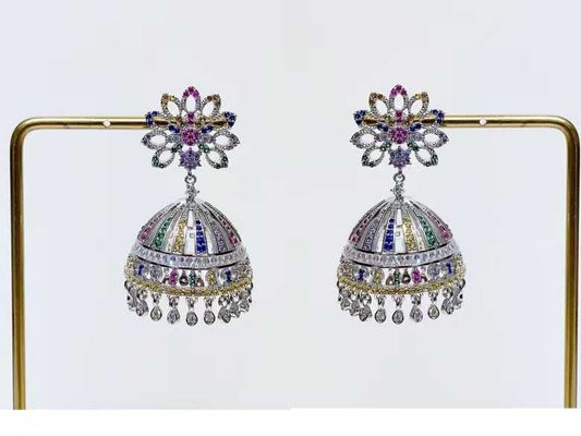 Zircon inlaid high-end three-dimensional wind chime earrings