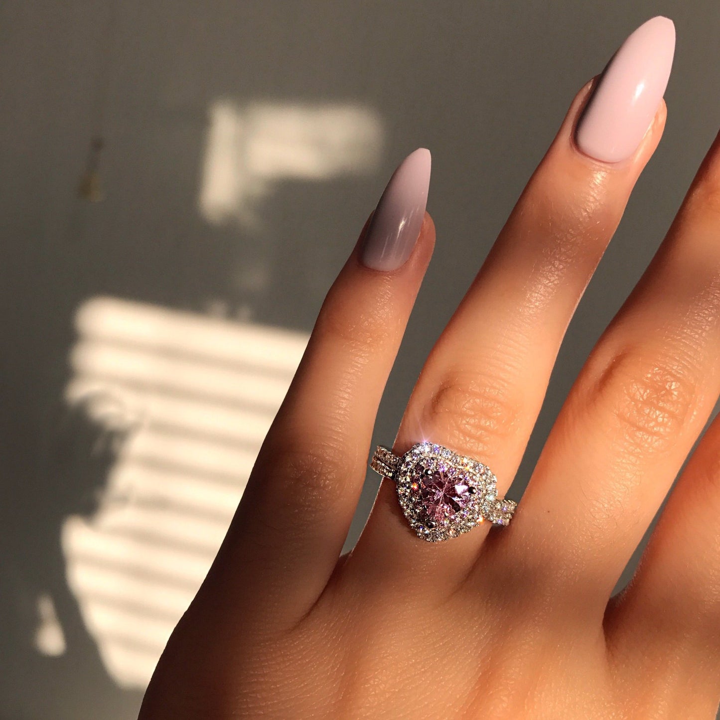 Pink diamond heart-shaped ring