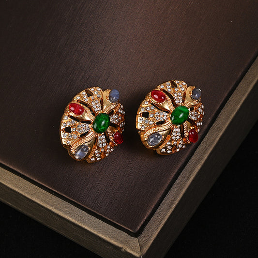 Bronze rhinestone earrings