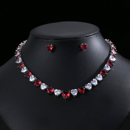 Zircon necklace and earring set