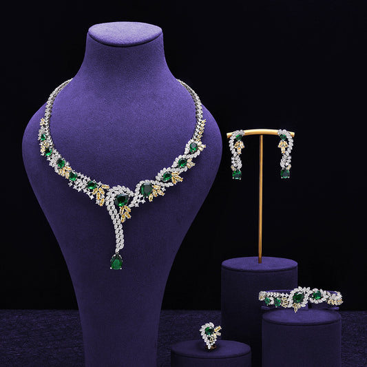 Geometric zircon flower set