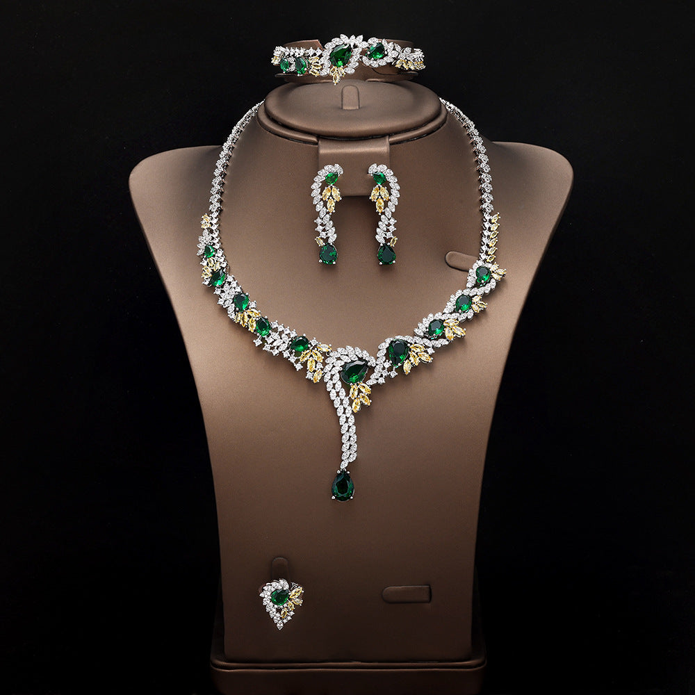 Geometric zircon flower set