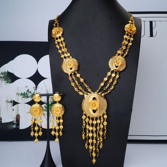 Gold-plated necklace and earring set