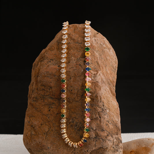 Colorful zircon women's clavicle necklace