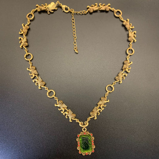 Emerald glass necklace