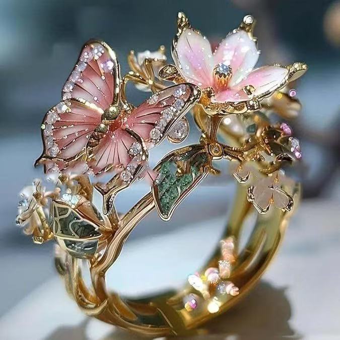 Colorful butterfly ring