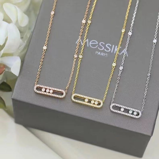 Messika women's necklace three diamond sliding full diamond design