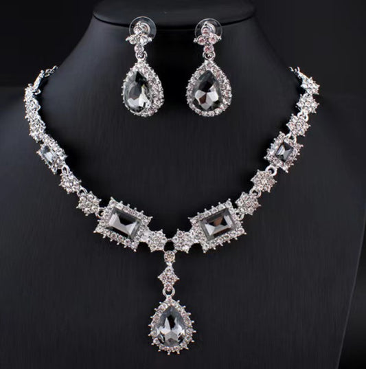 Artificial Gemstone Necklace and Earring Set