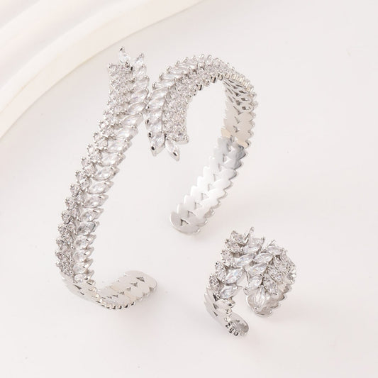 Light luxury wheat ear bracelet and ring set