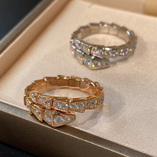 Full diamond snake ring