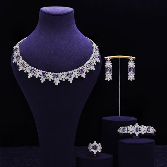 Purple zircon necklace set