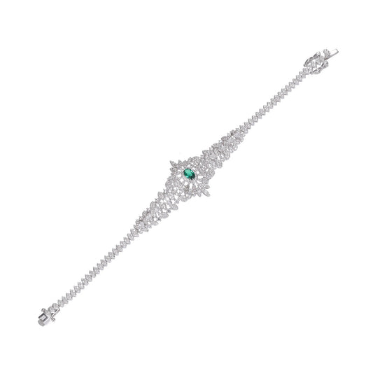 Silver bracelet with gemstones