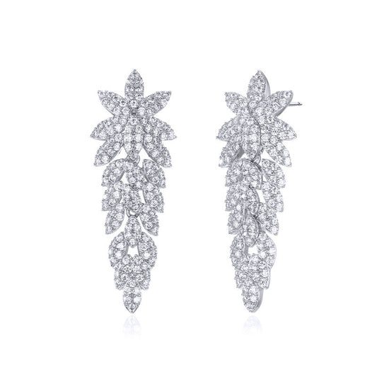Silver jewelry earrings with zircon