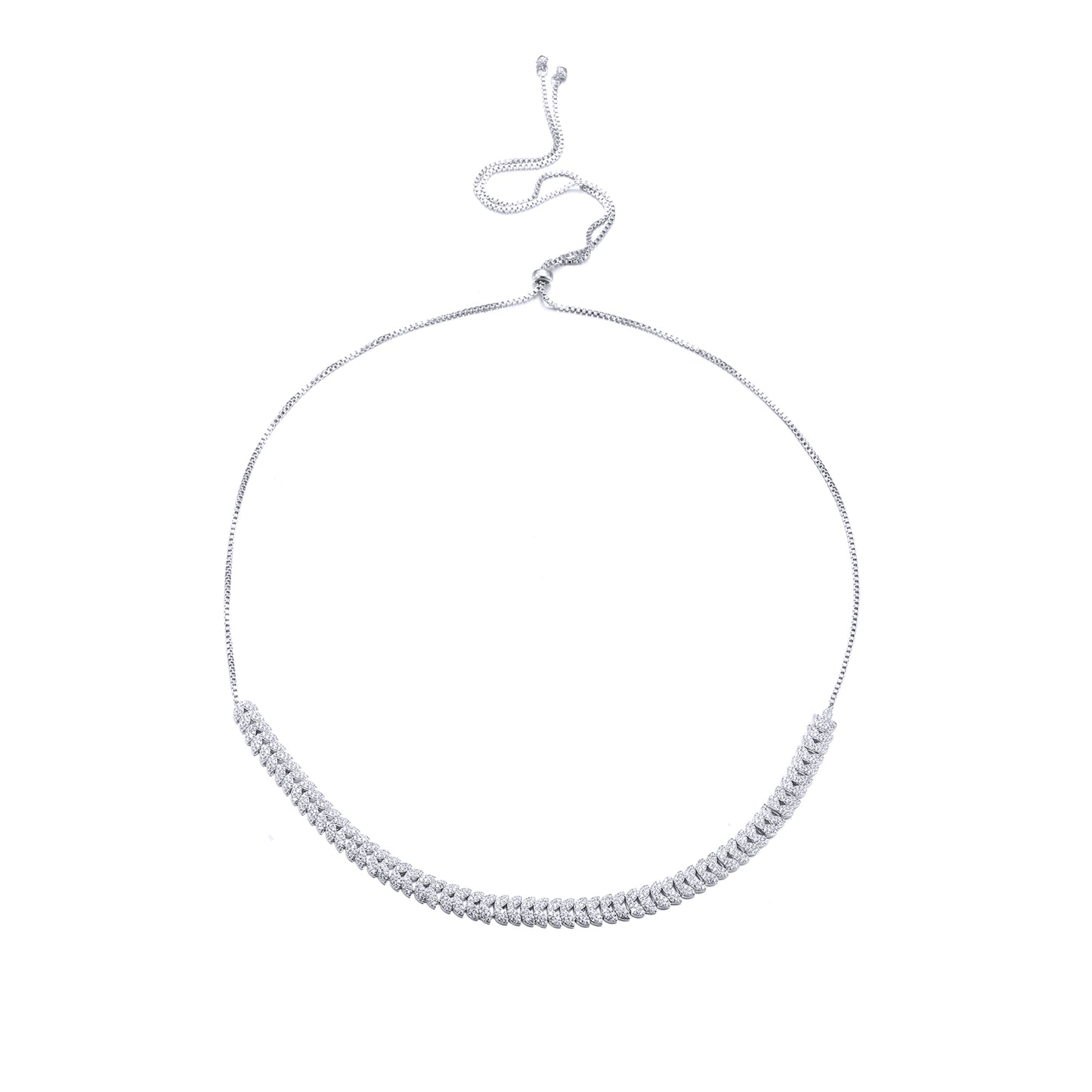 Silver necklace 8mm wide with zircon