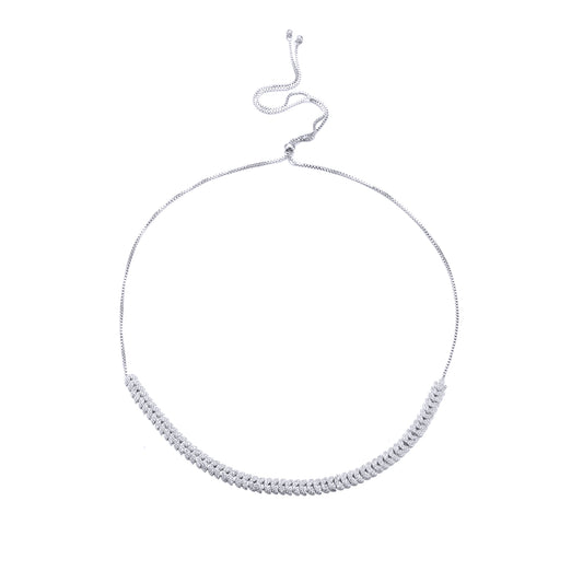 Silver necklace 8mm wide with zircon